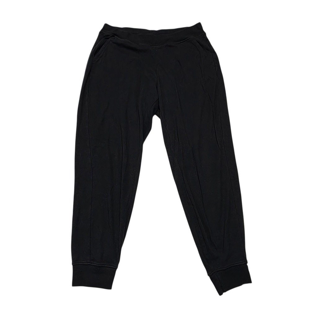 Pact Organic Cotton Joggers Women L Black French Terry Lounge Pants